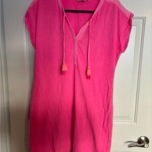 Vineyard Vines Vibrant Pink Tunic Dress with Tassel Accents